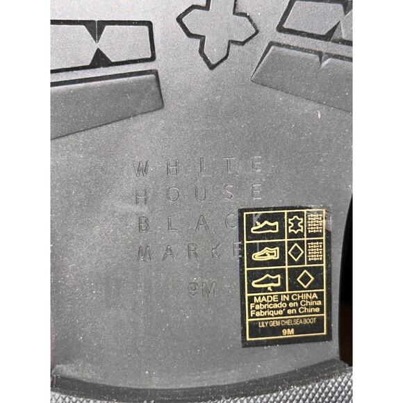 White House Black Market Women's Black LILY GEM Leather Chelsea Boots Size 9M - Picture 5 of 9